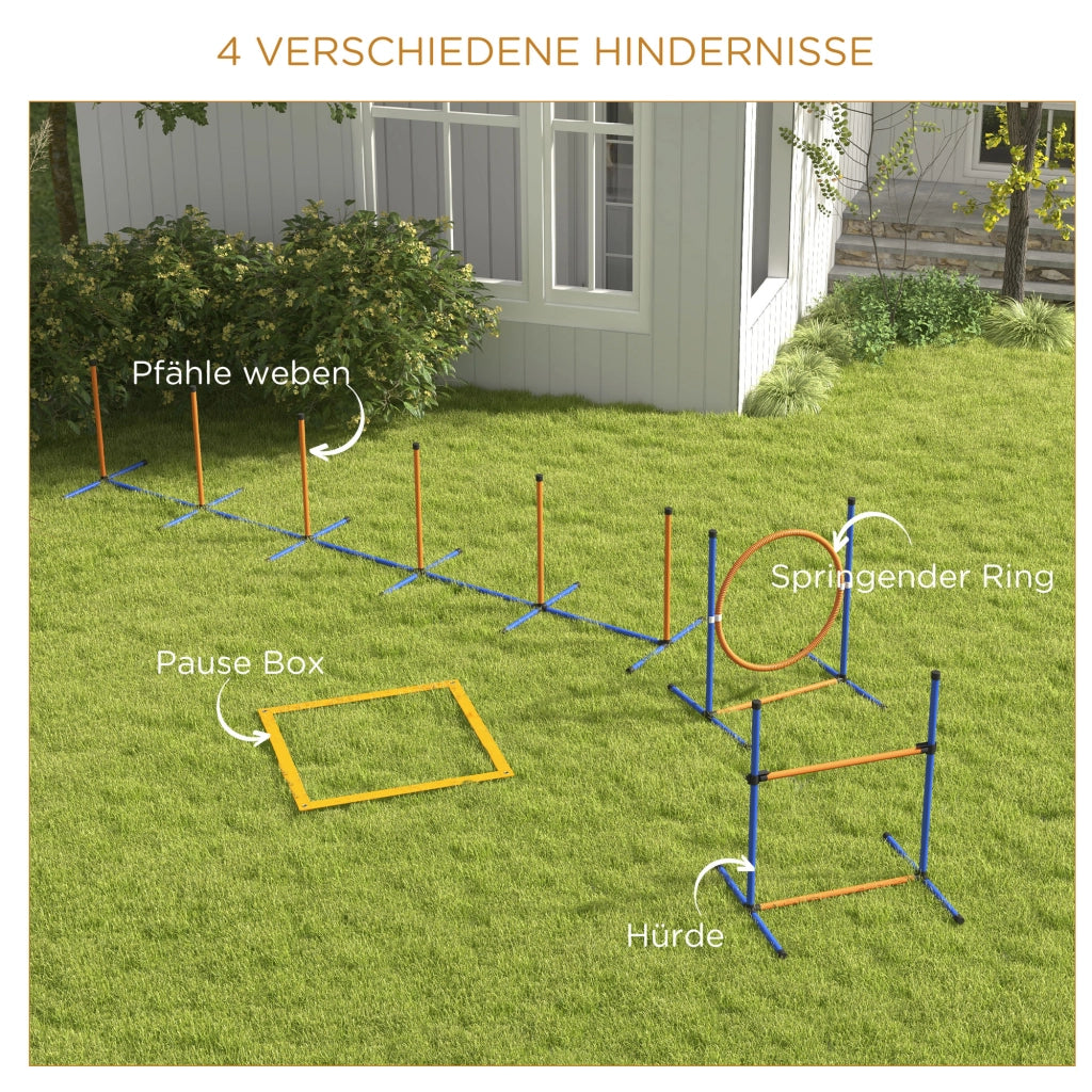 Set Agility per Cani ¨C zephmum ¨C Blu e Rosso, 352x66x69 cm