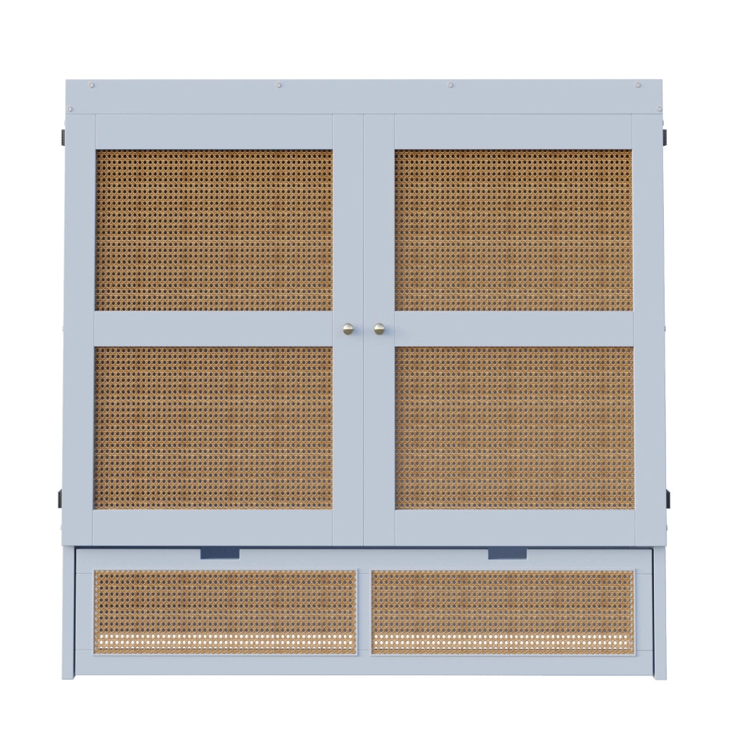Letto a scomparsa multifunzione grigio 140x200 cm con cassetti