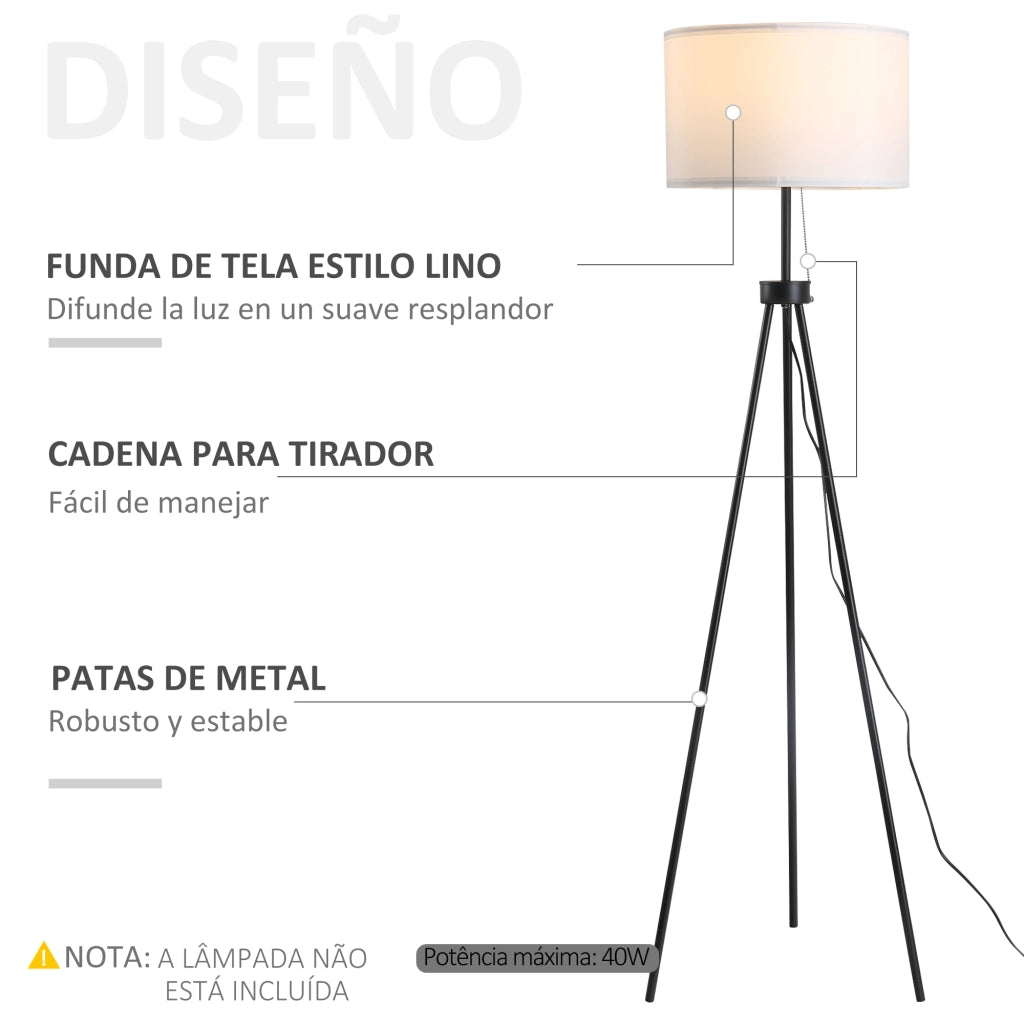 Lampada da Terra a Treppiede ¨C zephmum ¨C Metallo e Tela ?37x152 cm
