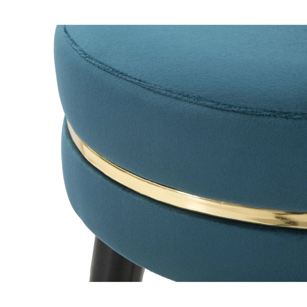 Sgabello da bar Paris ottanio e gold in velluto su gambe nere – H 74 cm