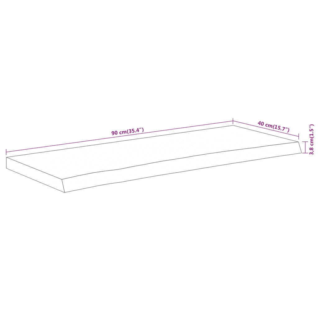 vidaXL Piano Tavolo 90x40x3,8 cm Rettangolare Legno Acacia Bordi Vivi