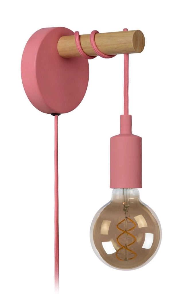 Applique Lucide Paulien rosa/legno E27 60W 08227/01/66