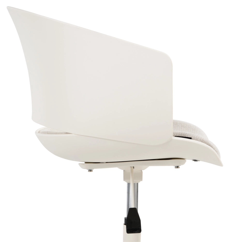 Sedia da ufficio con seduta in tessuto bianco sporco girevole, per scrivania regolabile in altezza