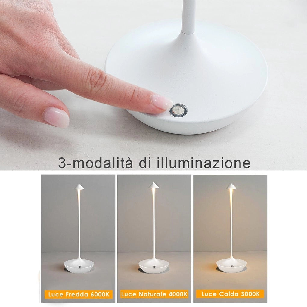 Lampada Touch Led Regolabile Abat Jour Moderna Comodino Tavolo Scrivania No Fili Ricarica Usb Verde