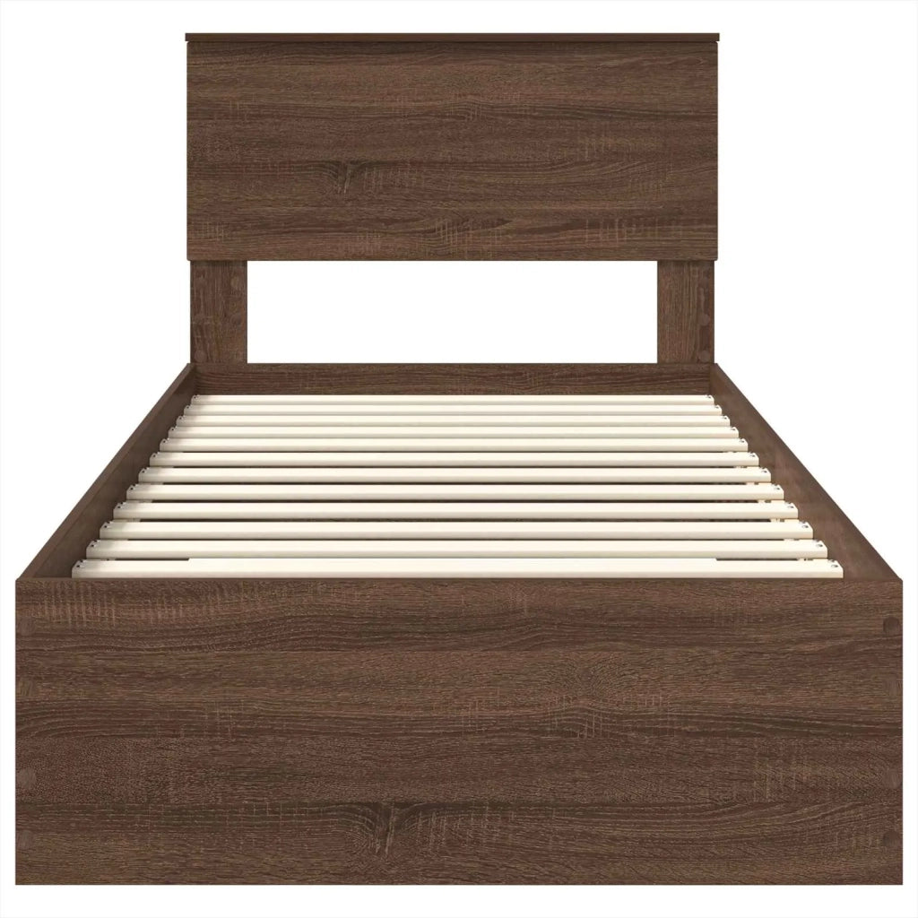 Letto singolo | Letto per adulti | Struttura del letto Rovere Marrone e Argento 75 x 190 cm