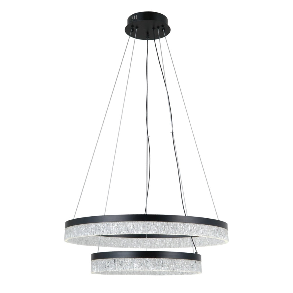 Lampada a sospensione Pantal 2 anelli LED nera Italux