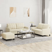 Set di Divani 3 pz con Cuscini crema in Similpelle 3201364