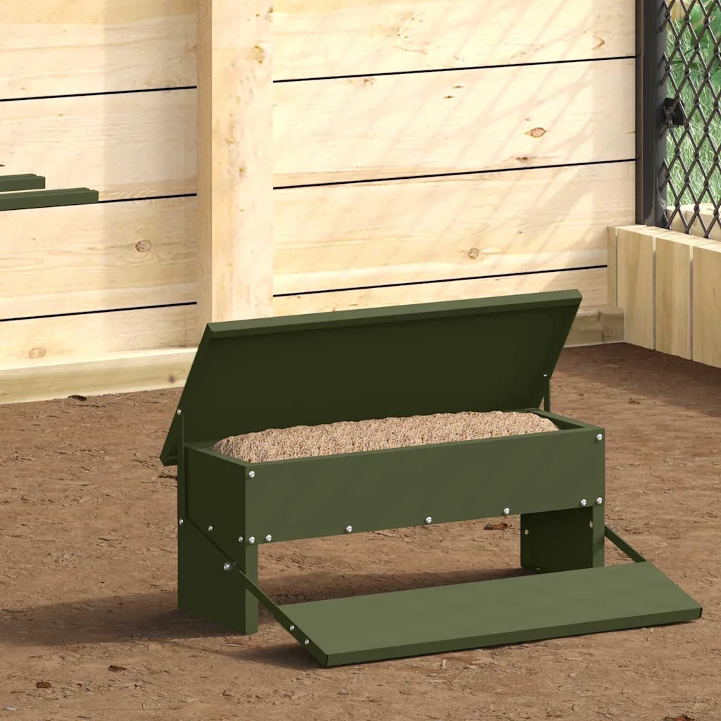 Mangiatore a Pedale per Pollo Verde oliva 48,5 x 39,5 x 19 cm CFW3485467