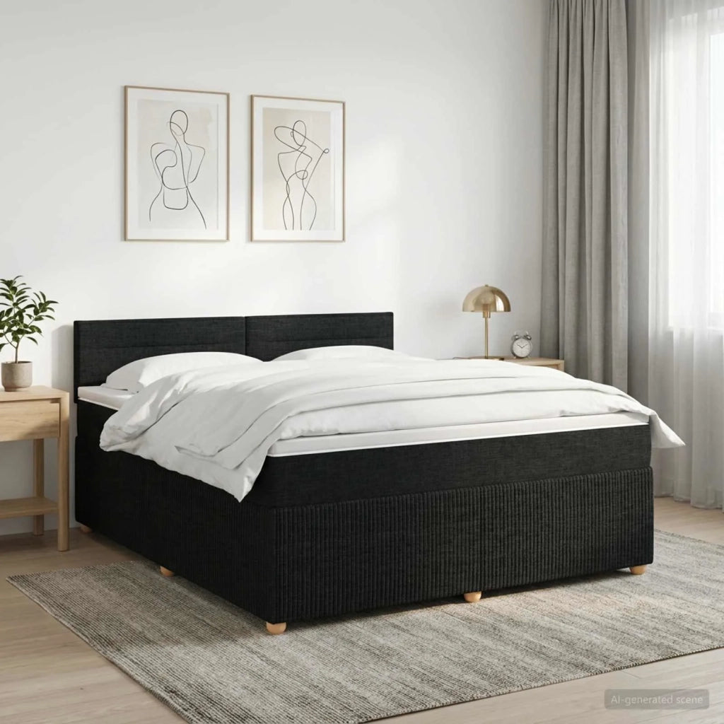 Letto box spring con materasso Nero 180 x 200 cm Tessuto 3451519