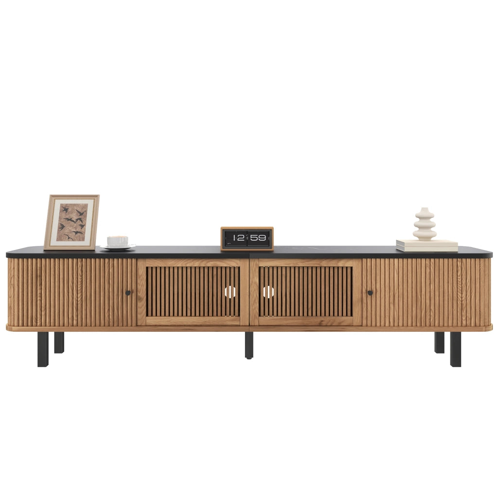 Mobile TV con 2 Ante Scorrevoli e 1 Anta a Griglia; Stile Moderno; 190??35??45 cm; in MDF e Pannello di Particelle; Rovere