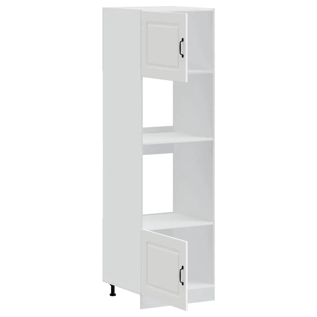 Set di 2 mobili forno compatti con piedini regolabili 60 x 57 x 207 cm legno composito bianco 02_0055696