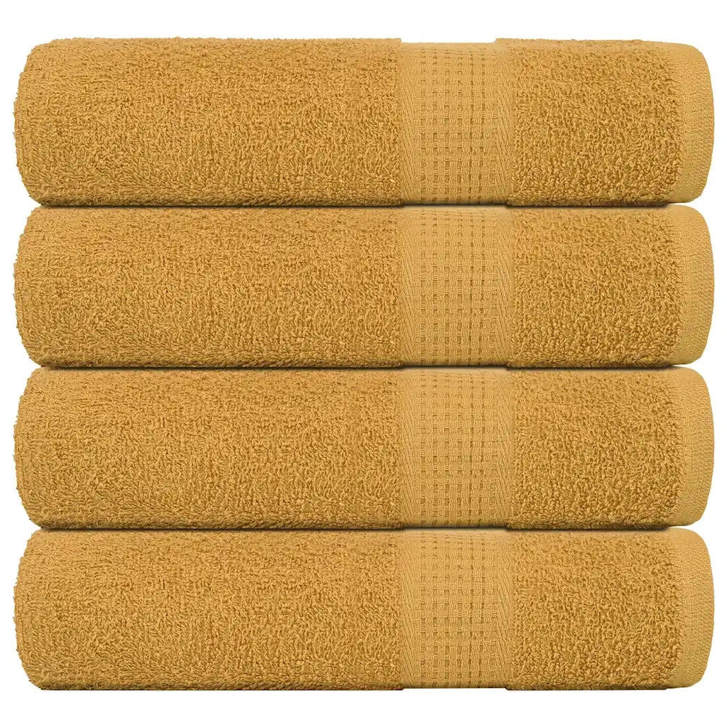 Asciugamani da Bagno 4 pz Oro 100x150 cm 360 g/mÂ² 100% Cotone