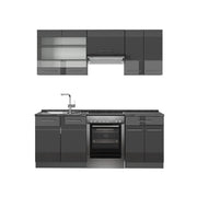 Cucina componibile Fame-Line Antracite lucido/Antracite 200 cm, PL Antracite Vicco