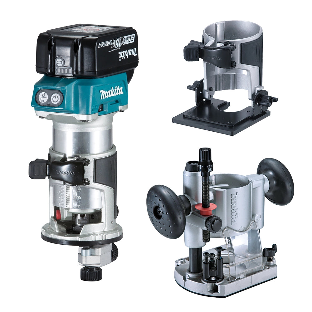 Rifilatore/Fresatrice a Batteria Makita 18V + Accessori - DRT50RTJX2
