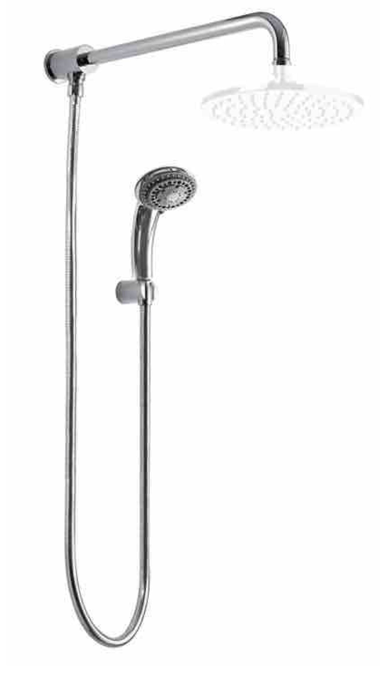 Kit doccia deviatore a pressione con doccetta e braccio 40 cm