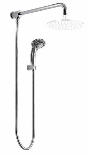 Kit doccia deviatore a pressione con doccetta e braccio 40 cm