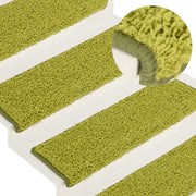 Tappetini per scale 15 pz 65x21x4 cm Verde Bordo rettangolare 326204