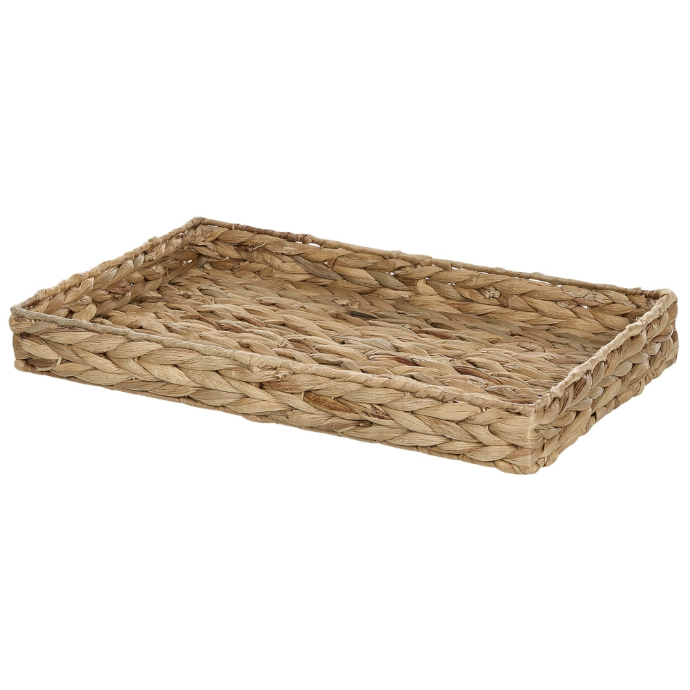Set di 2 vassoi decorativi intrecciati in giacinto d'acqua chiaro accessorio per la casa stile boho