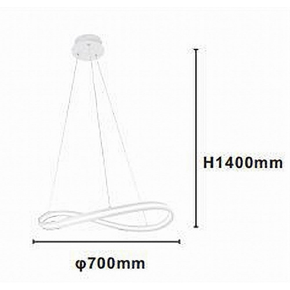 Trade Shop - Lampadario Led Moderno A Fiocco 100w Lampada A Sospensione Luce 6500k 70cm Bianco 33382 -