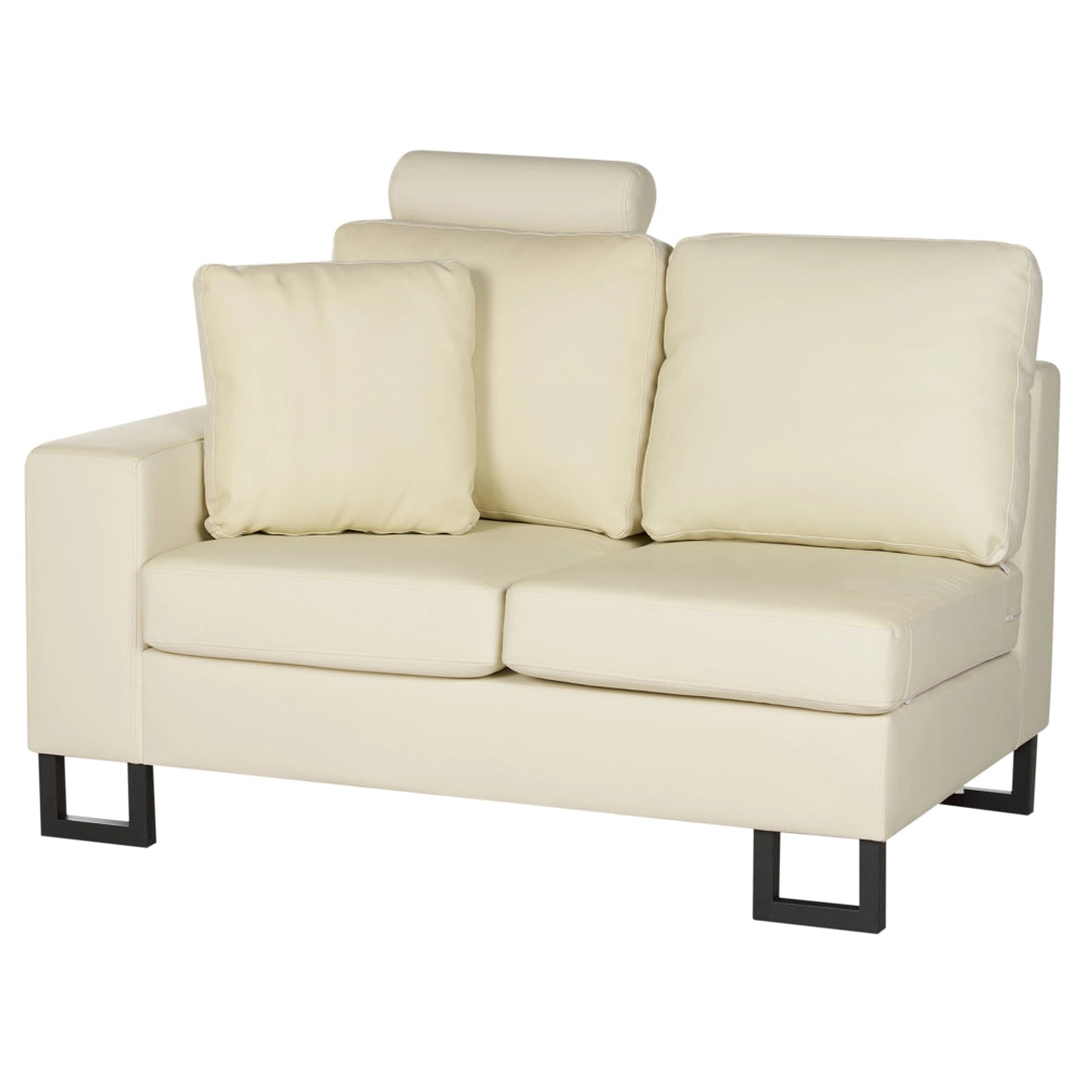 Divano ad angolo Rivestimento in pelle beige chiaro Orientamento a sinistra con poggiatesta regolabili