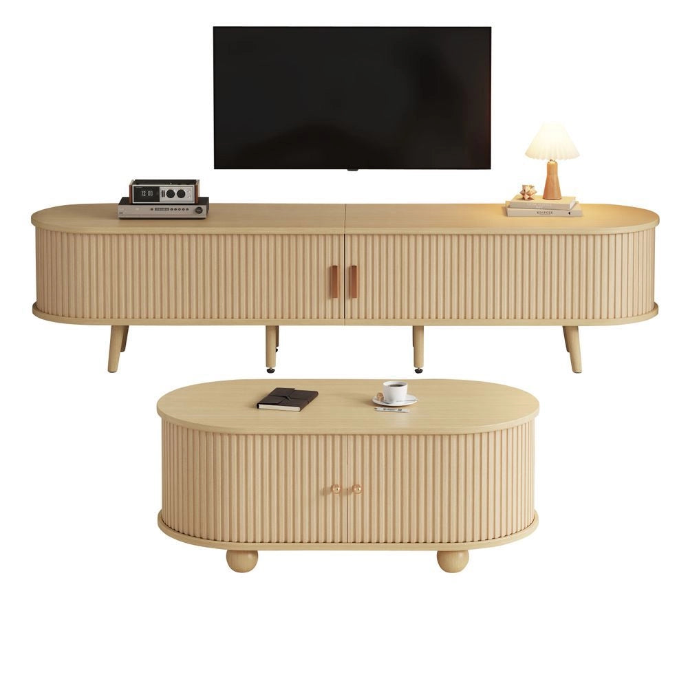 Set TV+tavolino - Xylo - Ovale MDF color legno naturale