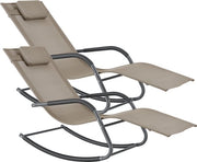 Sedia da Giardino Willa - Sedia da Giardino Oscillante - 147x63x89 cm - Beige - Set da 2 - Acciaio e Tessuto