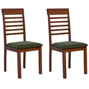 Set di 2 sedie da pranzo imbottite in legno di gomma poliestere marrone scuro e verde scuro Stile tradizionale