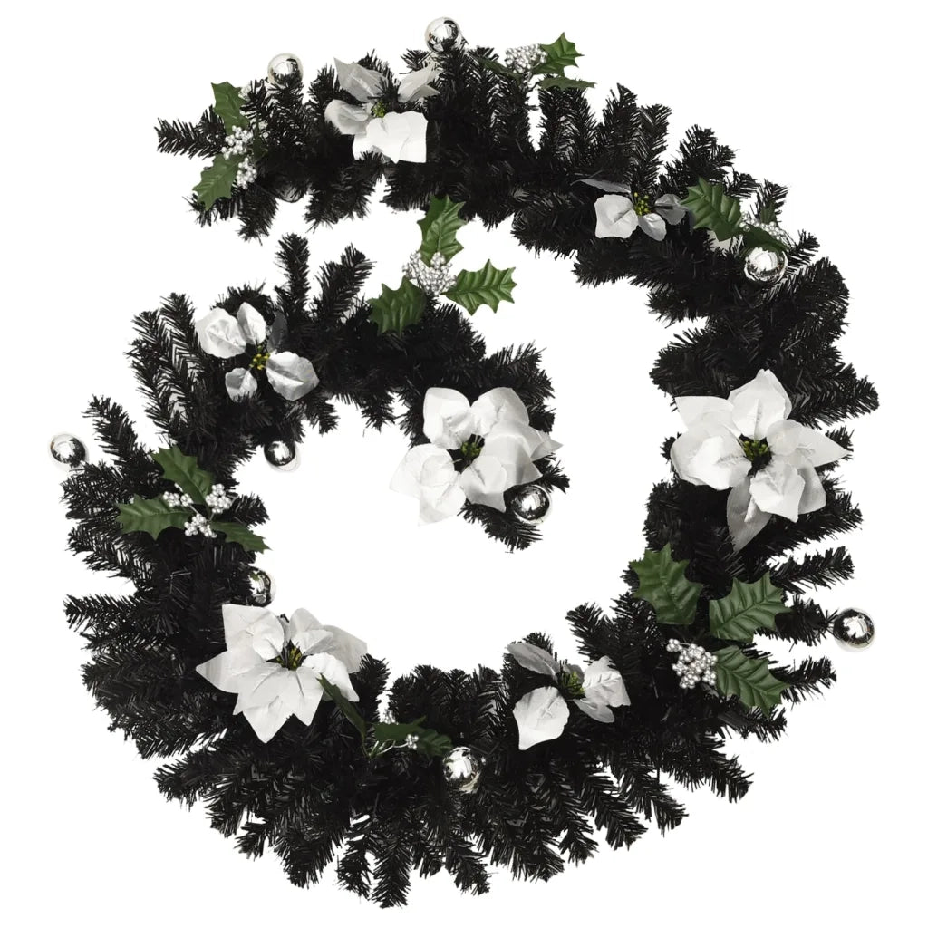 Ghirlanda Natalizia con Luci a LED 2,7 m in PVC Nera 320973