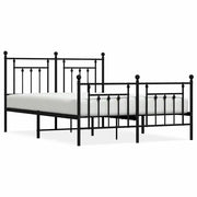 Letto matrimoniale | Letto per adulti | Giroletto con Testiera e Pediera Metallo Nero 140x190 cm