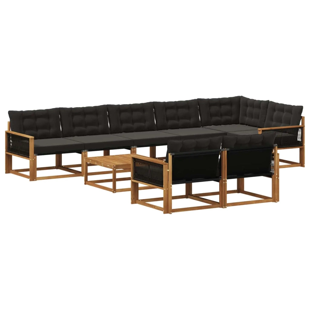 Set di divani da esterno con cuscino 9 pcs Naturale e Nero 3381520