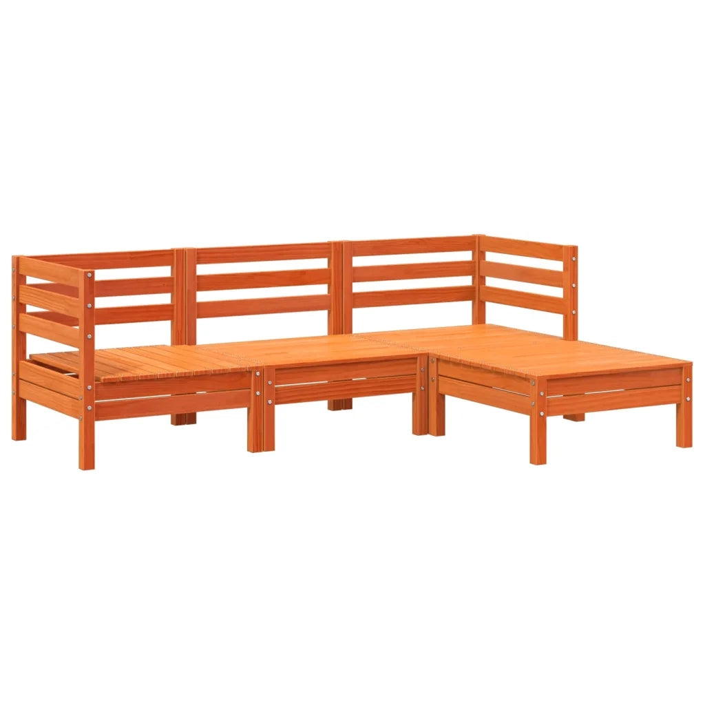 Divano Giardino 3Posti e Poggiapiedi Marrone Cera Massello Pino 838058