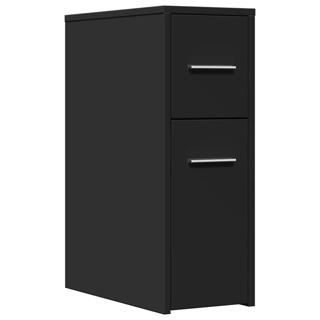 Mobiletto da bagno stretto e funzionale con rotelle 22 x 44 x 61,5 cm legno composito nero 02_0050647