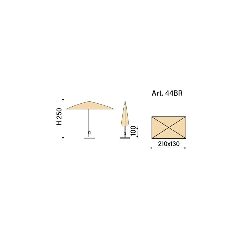 Ombrellone a palo centrale Border rett.210x130 Made in Italy - Talpa