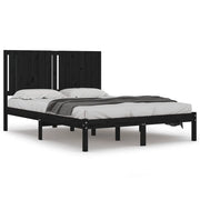 Letto matrimoniale | Letto per adulti | Giroletto Nero in Legno Massello di Pino 140x190 cm