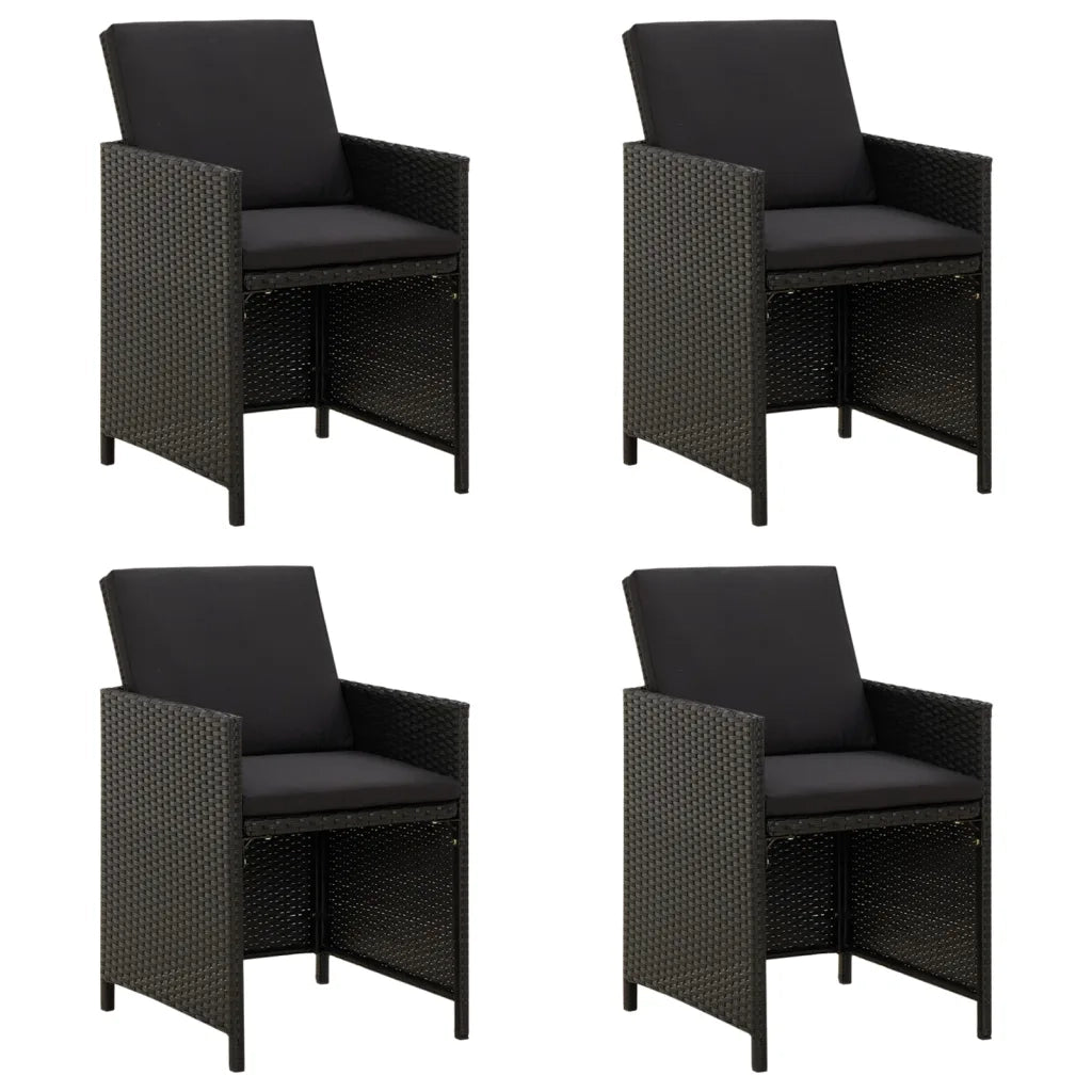 Sedie da Giardino con Cuscini 4 pz in Polyrattan Nere cod mxl 15016