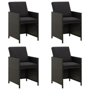 Sedie da Giardino con Cuscini 4 pz in Polyrattan Nere cod mxl 15016