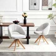 SEDIA Girevole 360° Set da 2 pezzi 84 cm Tessuto Grigio Chiaro e Legno Massello