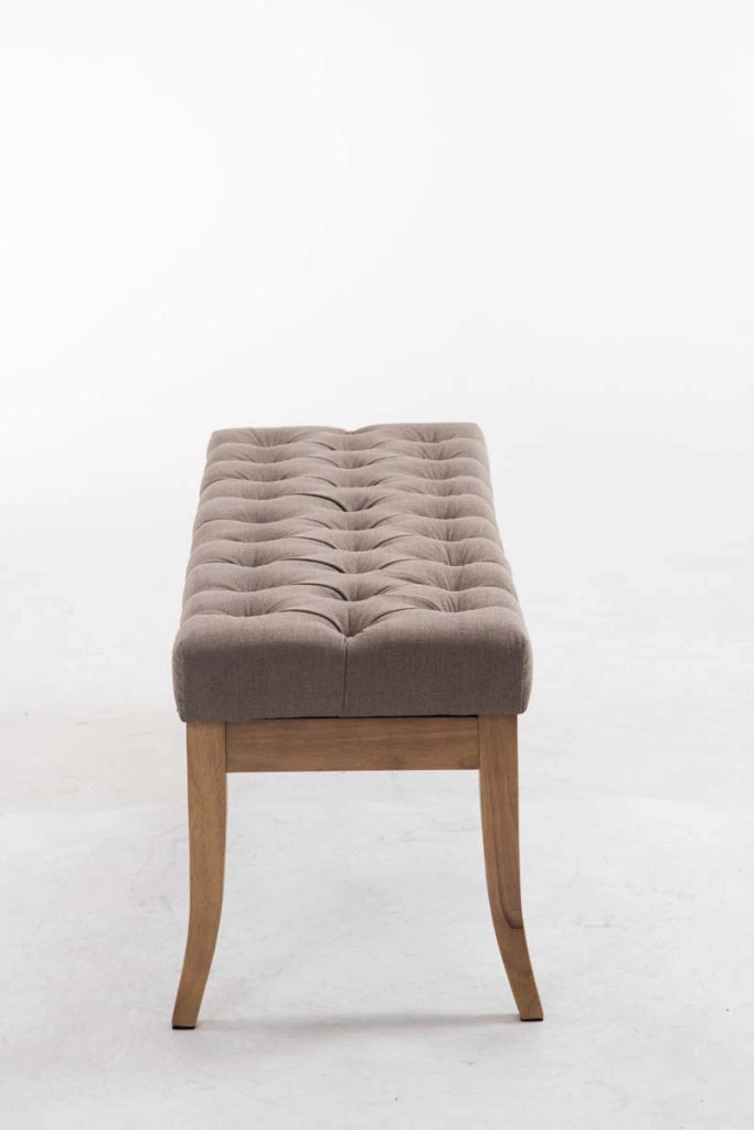 Panca design RAMSES in legno chiaro antico tessuto Tortora,120 cm