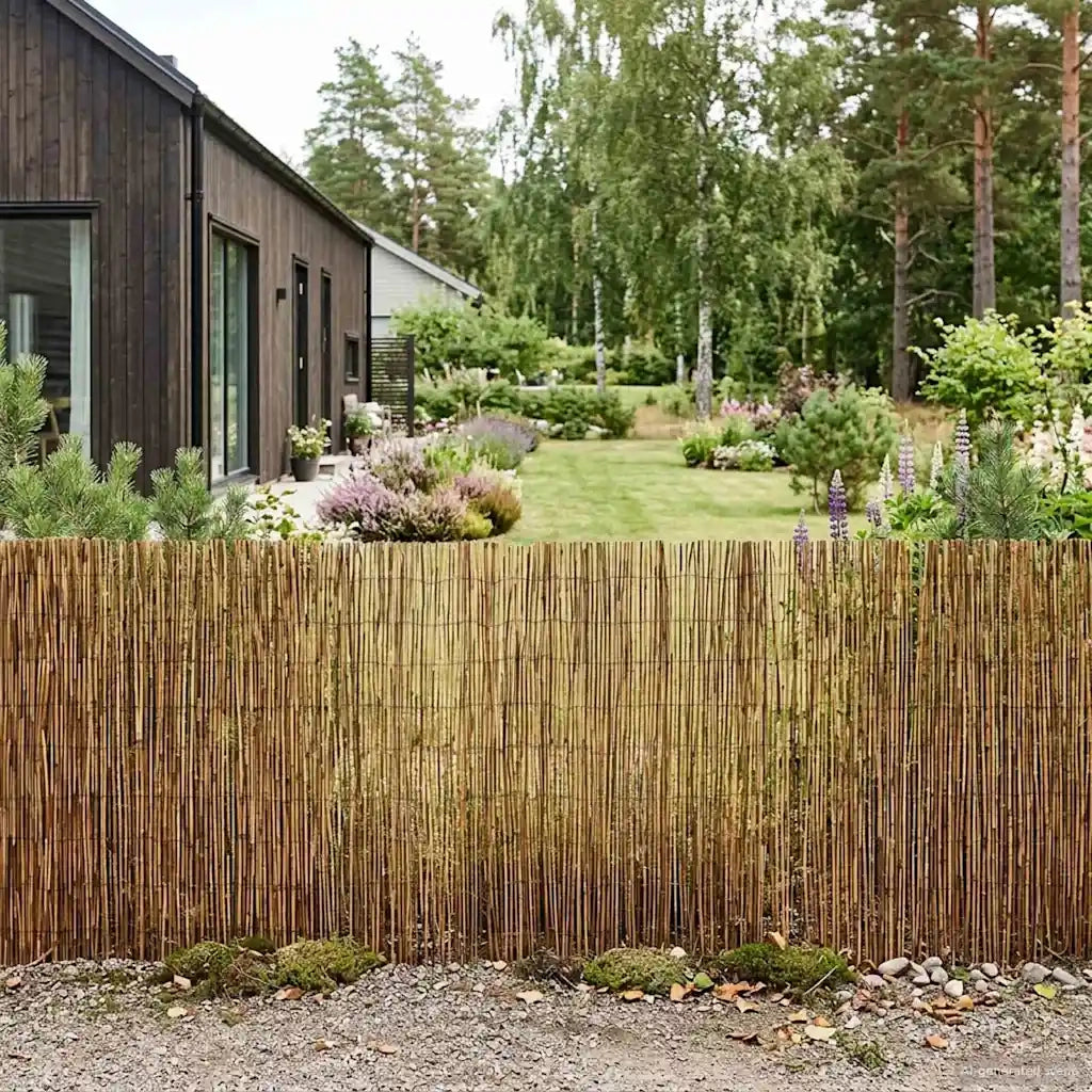 Recinzione per Giardino Carbonizzato 300 x 90 cm Giunco 42031263