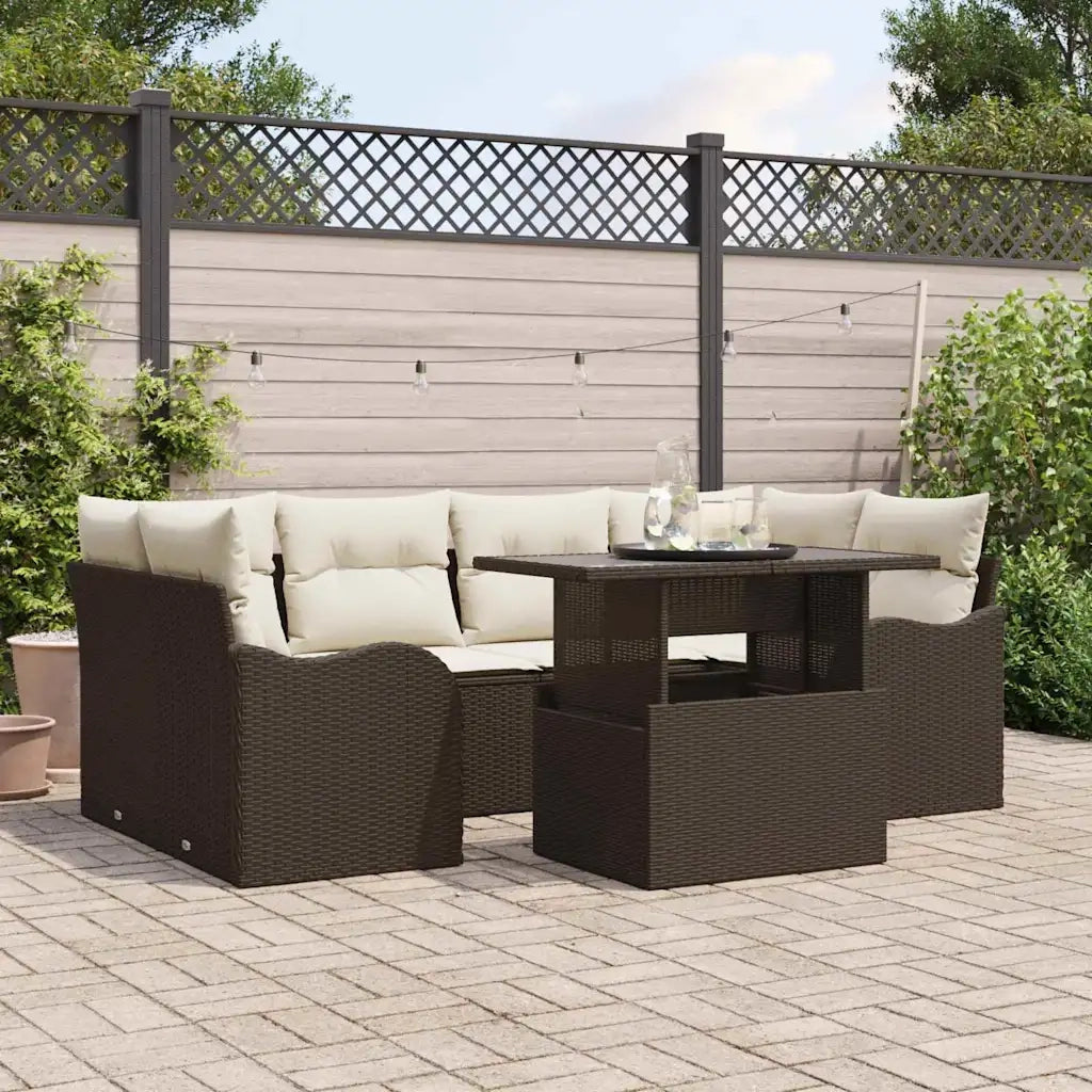 Set Divano da Giardino 7 pcs Marrone 234 x 122,5 x 85 cm 3357131