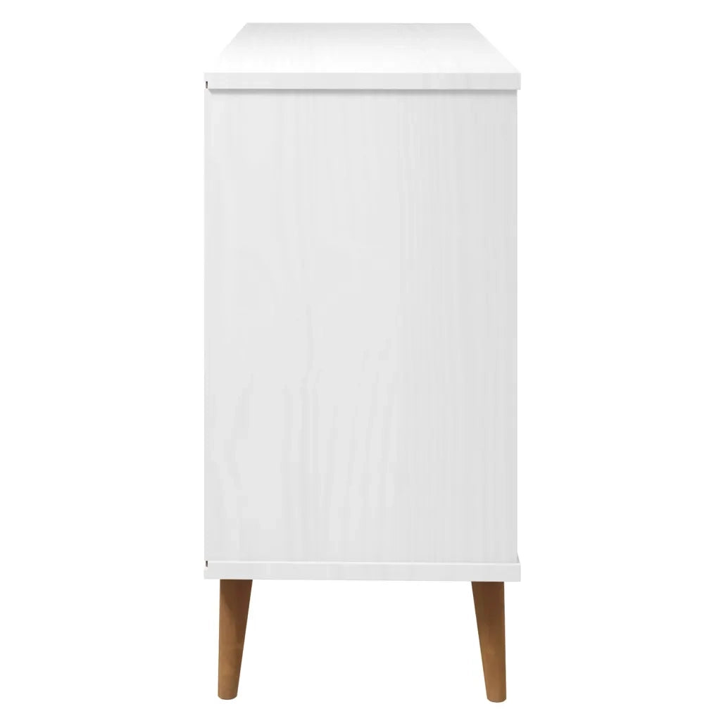 Cassettiera MOLDE Bianca 113x40x80 cm in Legno Massello di Pino 350508