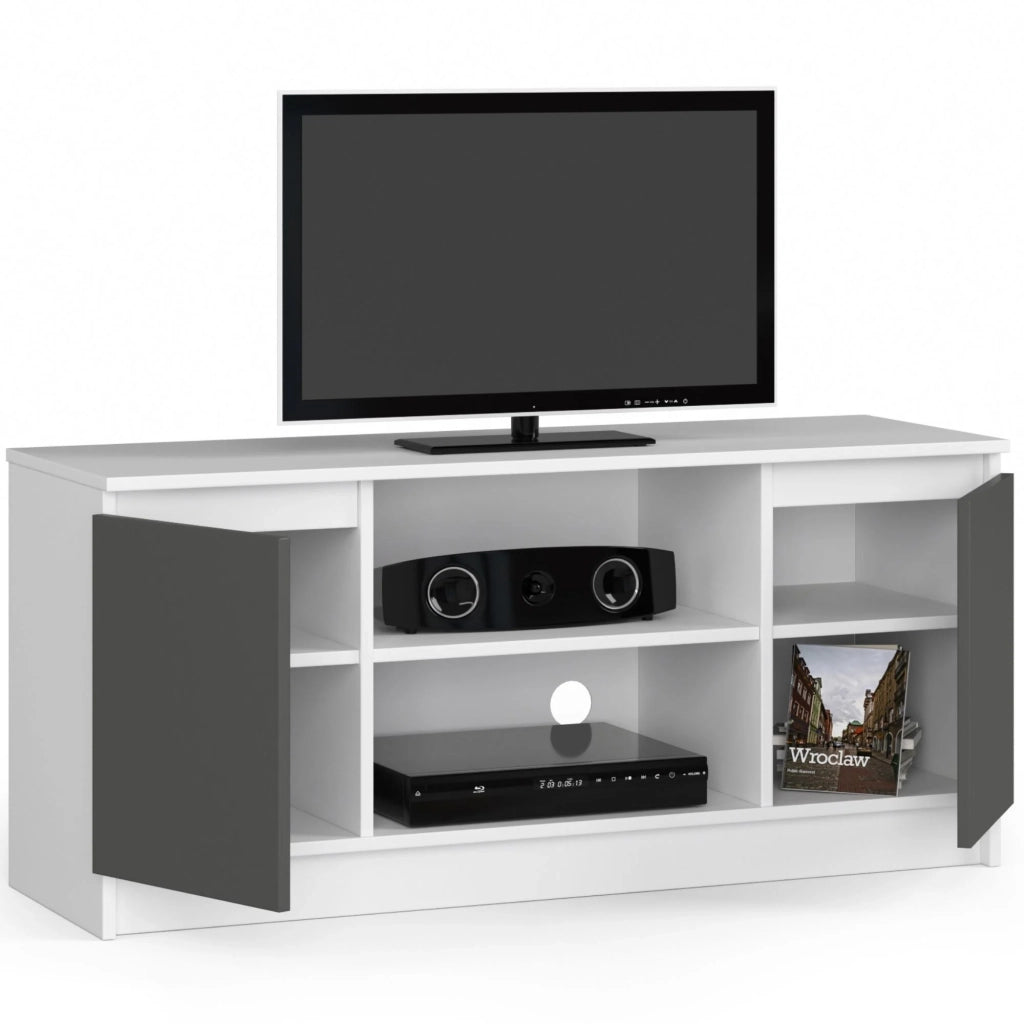 Mobile TV AKORD Bianco 120 cm 2 ante inserto frontale Grigio Grafite 120x40x55 cm