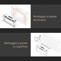 Camino a Bioetanolo da Incasso 90x15x40 cm 2 Bruciatori da 0,85L in Acciaio Inox Nero