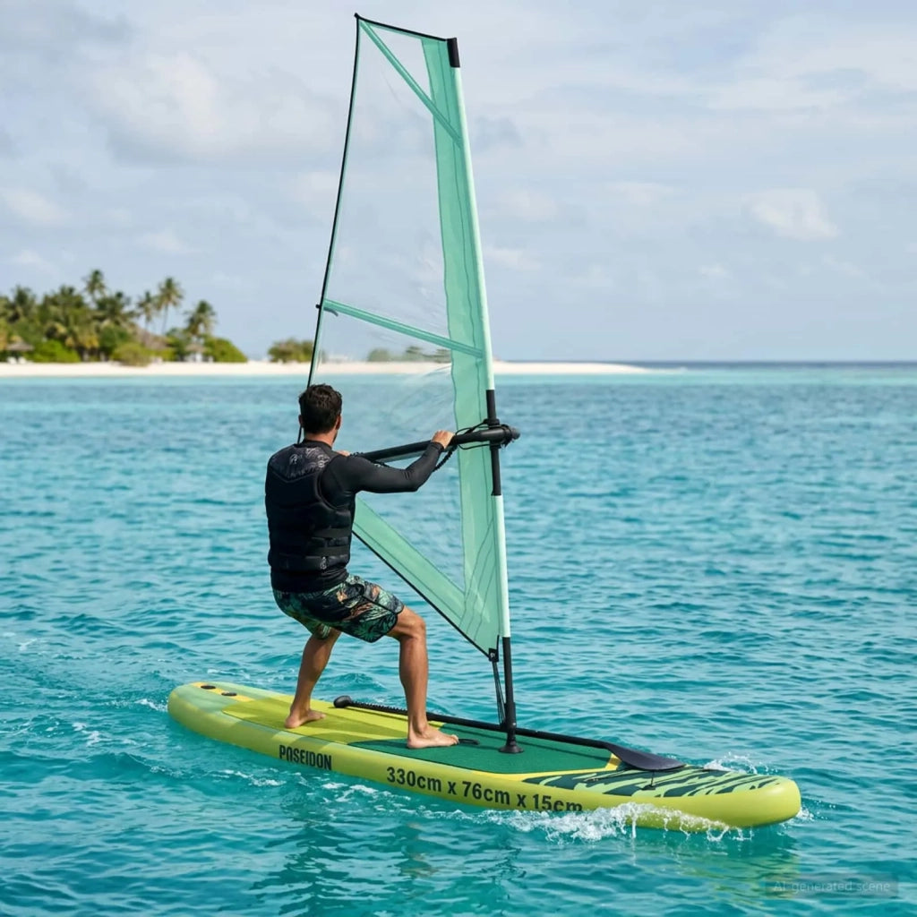 SUP gonfiabile con vela POSEIDON 330 x 76 x 15 cm Verde per 42039138
