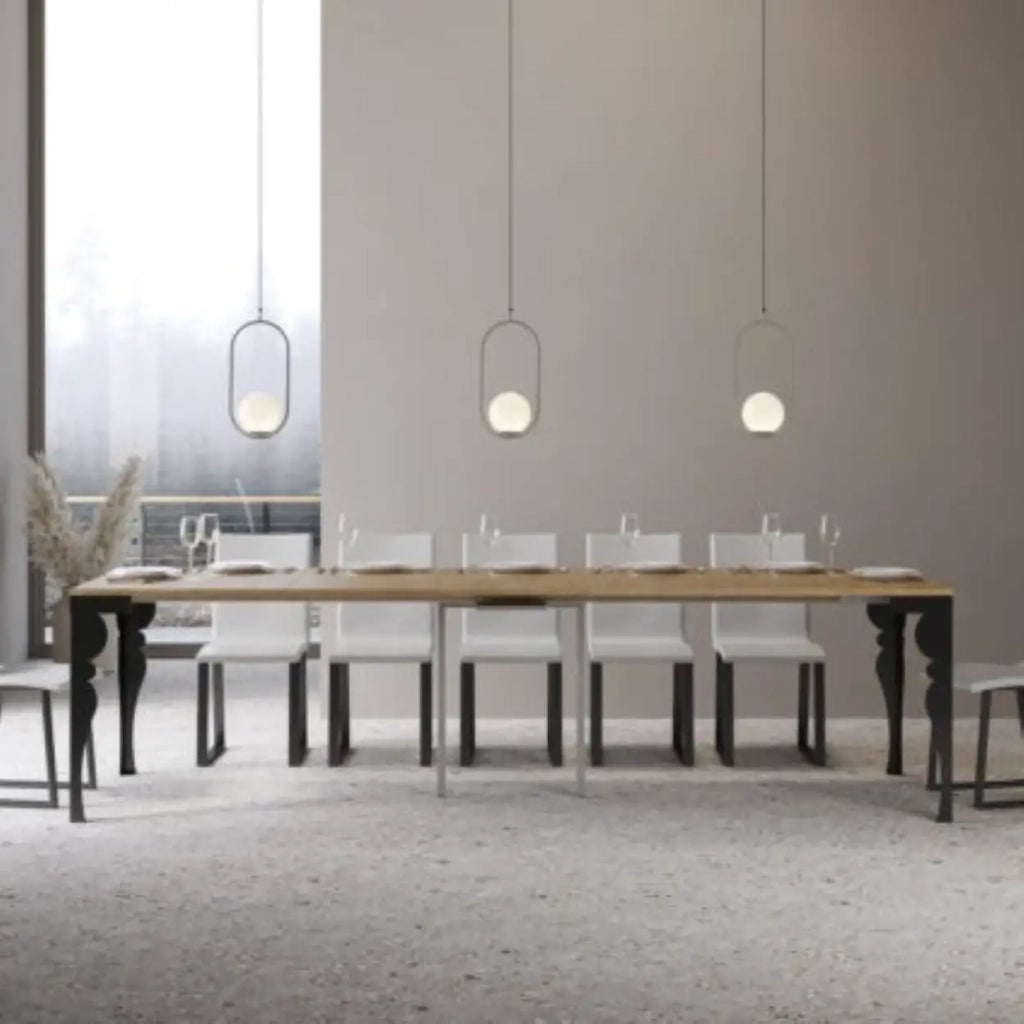 Consolle allungabile 90x40/300 cm Paxon Evolution quercia natura telaio e gambe antracite