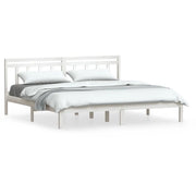 Letto matrimoniale | Letto per adulti | Giroletto Bianco in Legno Massello di Pino 160x200 cm