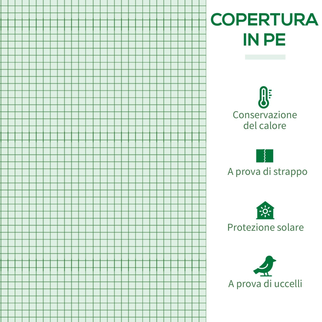 Serra da Giardino 200x77x148-169 cm 2 Finestre e Copertura Rinforzata in Acciaio e PE Verde