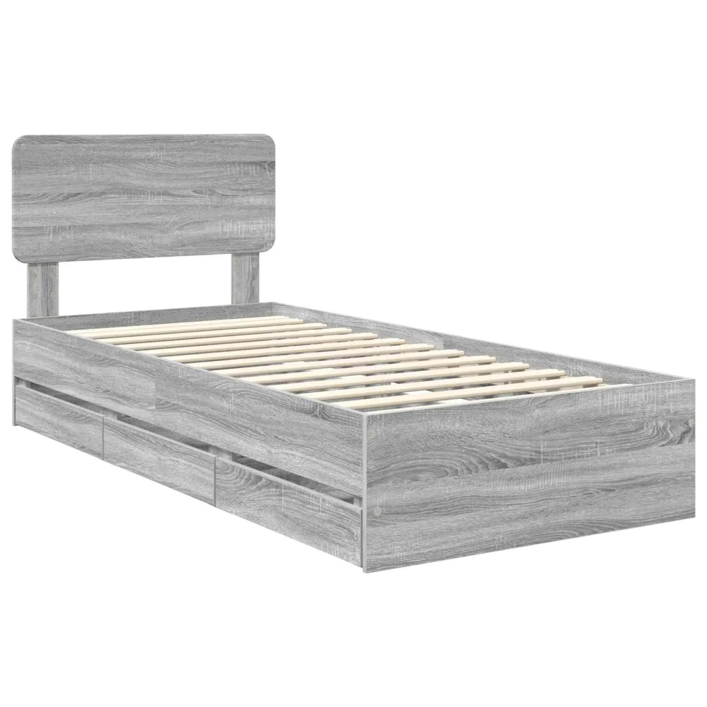 Struttura del letto con cassetto Sonoma grigia 90 x 200 cm 3412225