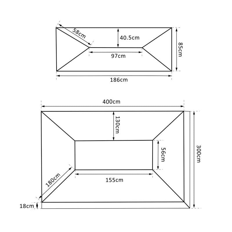 TETTO DI RICAMBIO IMPERMEABILE PER GAZEBO DA GIARDINO DOPPIO TETTO 3X4M