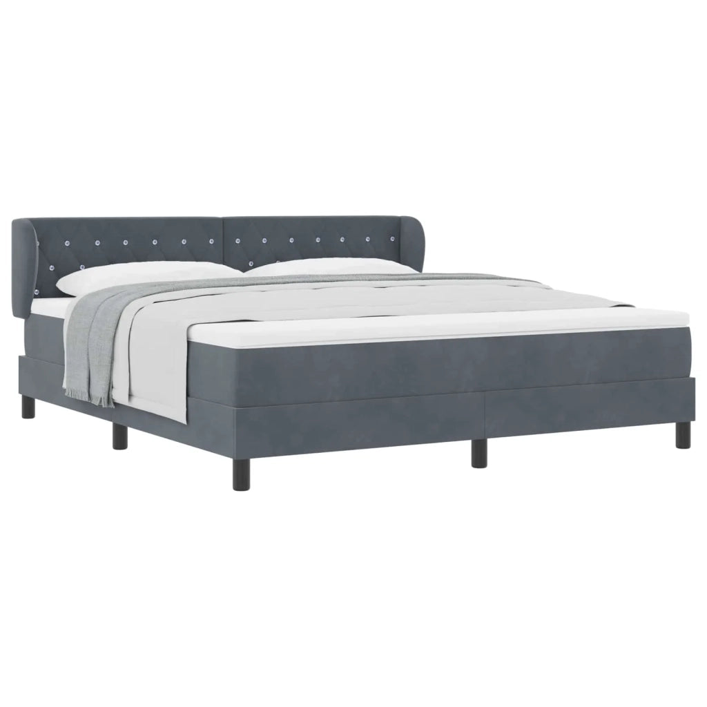 Letto a molle con testiera Grigio scuro 180 x 200 cm Velluto 3340347
